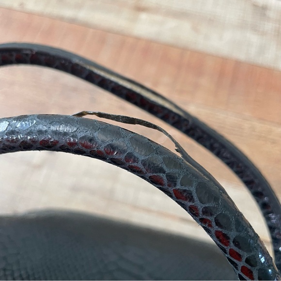 Michael Kors Snake Embossed Hamilton Handbag Black - Picture 8 of 13